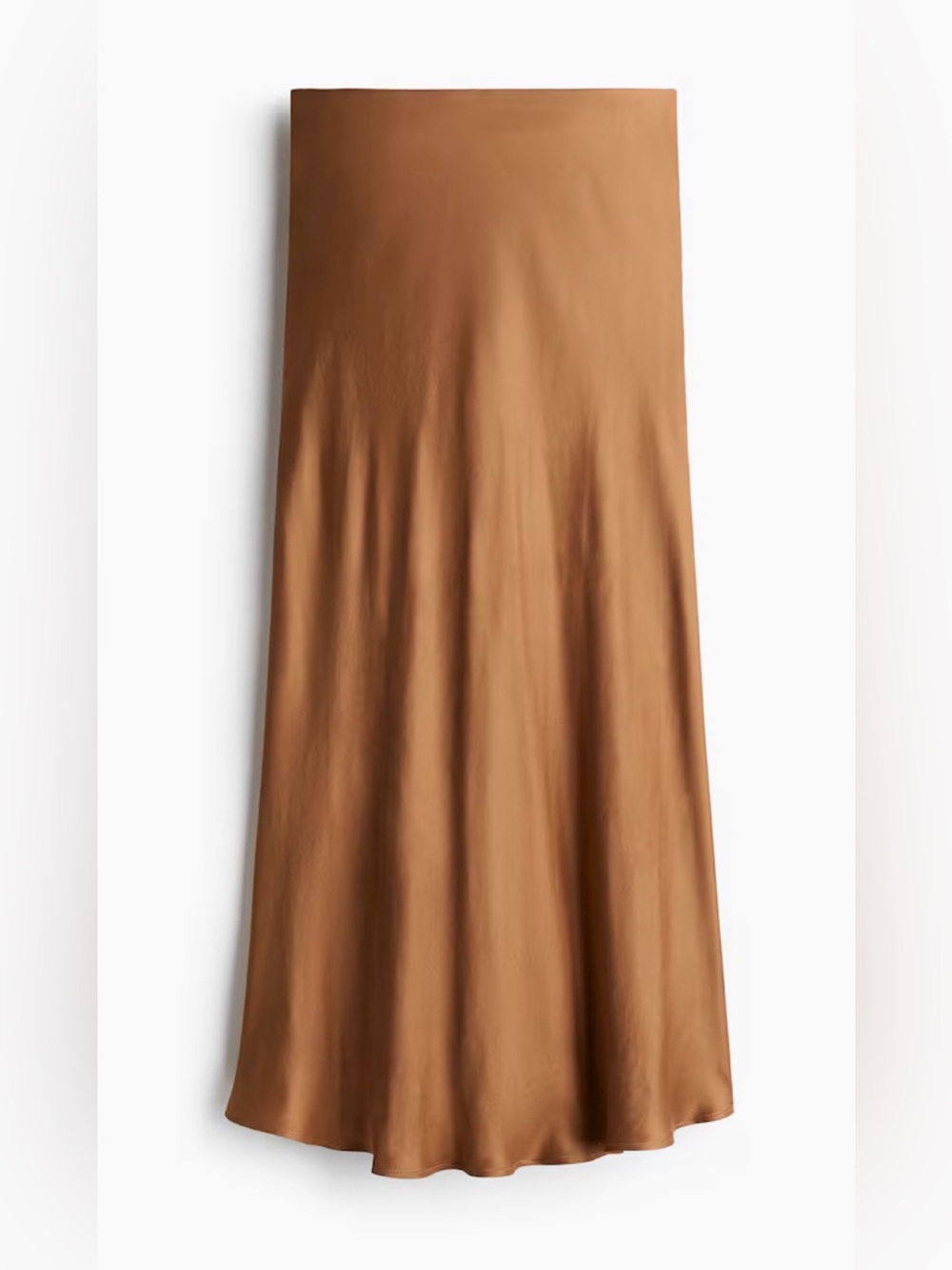 NWT Satin A-Line Midi Skirt - Camel